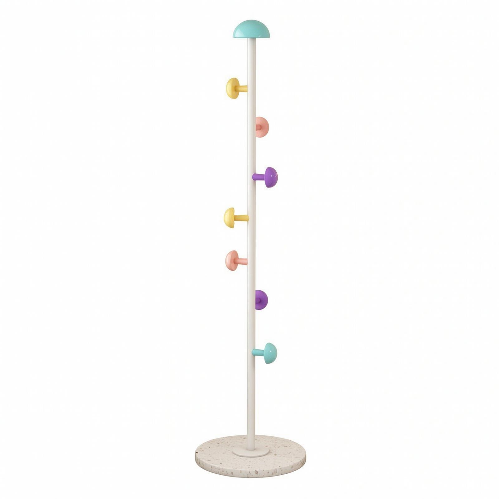 Coat Rack Standing - 自立式コートラック、石製ベース付きフック付きホールツリー、玄関や寝室に最適な省スペースで安定性抜群