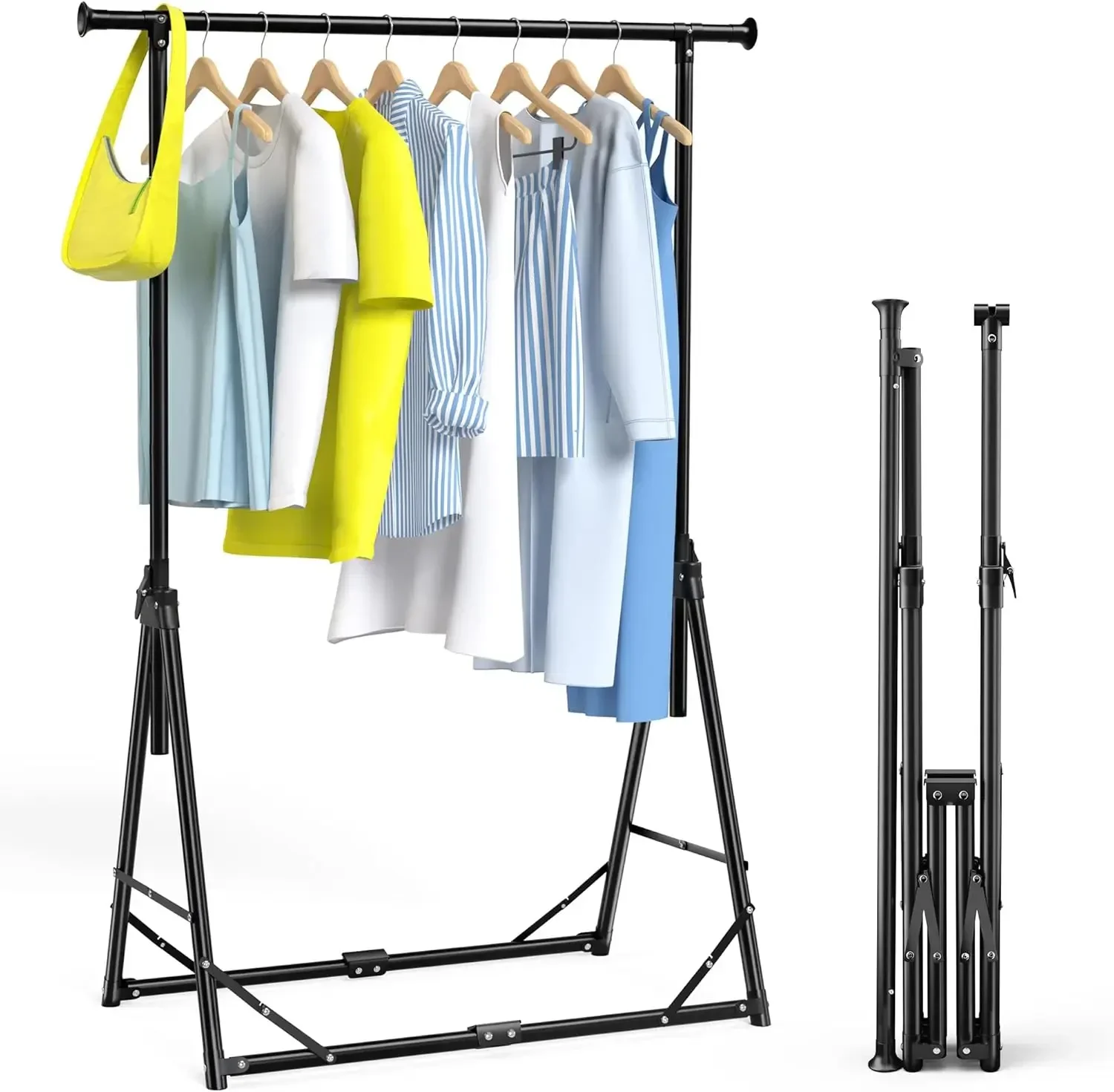 Coat Rack Standing - 折りたたみ式衣類ラックポータブル衣類ハンガー高さ調節可能なコートスタンド旅行キャンプ乾燥室内屋外簡単セットアップ