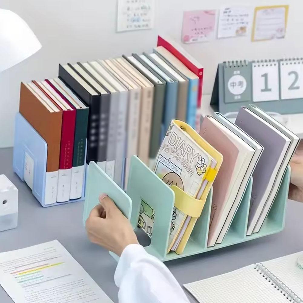 Office Furniture Plan - 四面本棚パーティションブッククリップラックブックバッフル、デスクトップストレージ、固定本、クリエイティブ学生オフィス本棚
