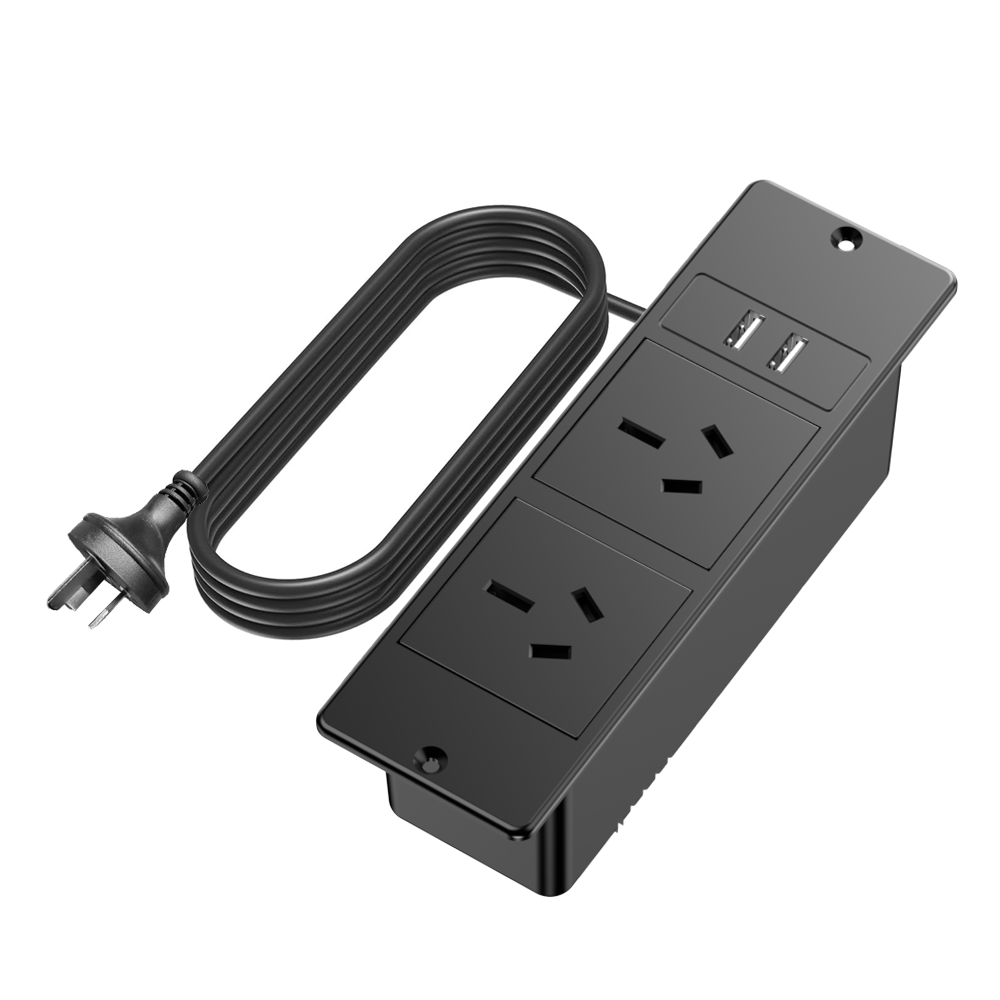 Office Furniture Manufacturers - Au 1500W埋め込み式電源タップ USBサージプロテクター付き 隠しデスクコード オフィス/家庭用家具/会議テーブル用 ブラック