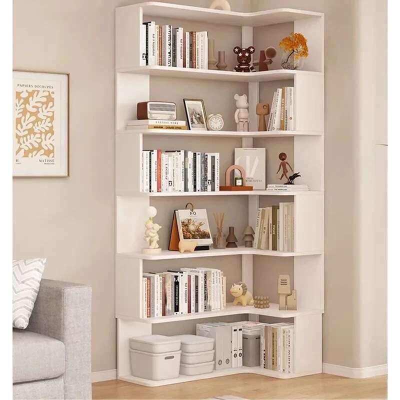 現代の多層本棚研究用無垢材コーナー収納本棚ライト高級シンプル - Bookshelf 5 Tier のレビューと価格