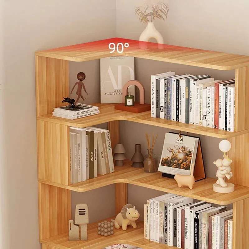 現代の多層本棚研究用無垢材コーナー収納本棚ライト高級シンプル - Bookshelf 5 Tier のレビューと価格