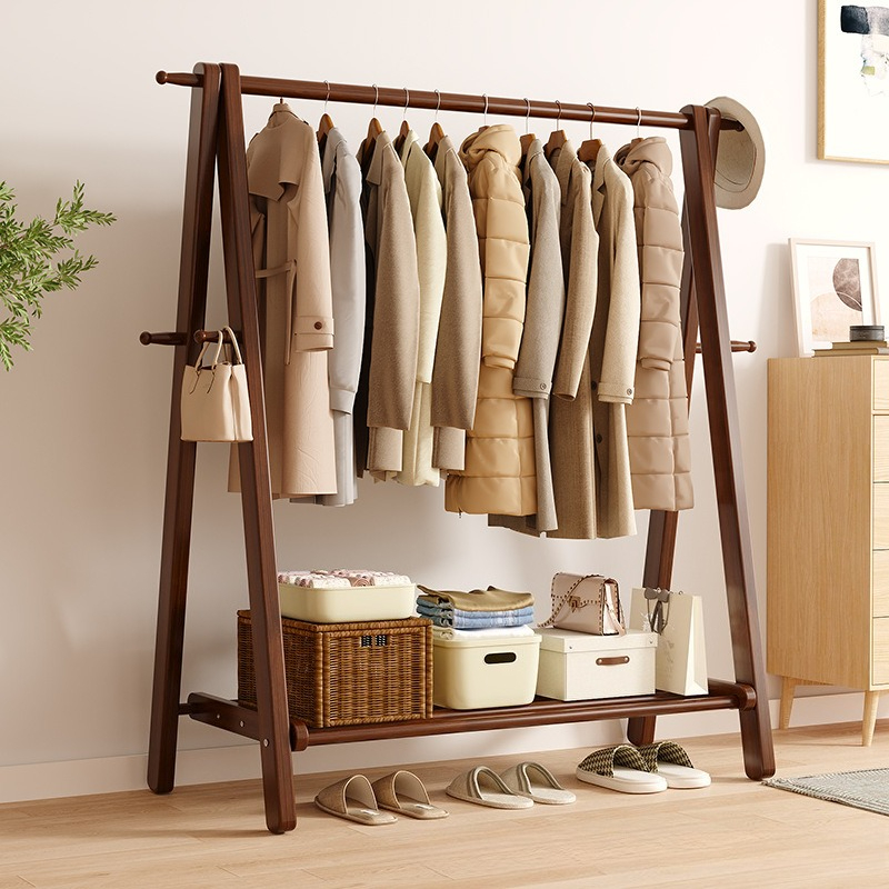 無垢材の自立式ワードローブ、寝室やリビングルーム用の折りたた - Coat Rack Standing のレビューと価格