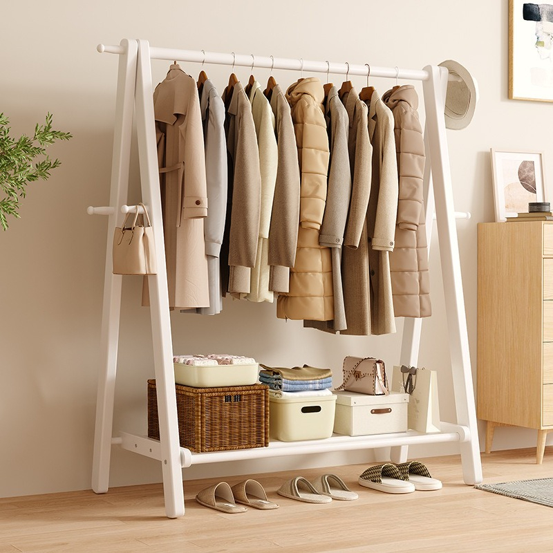 無垢材の自立式ワードローブ、寝室やリビングルーム用の折りたた - Coat Rack Standing のレビューと価格