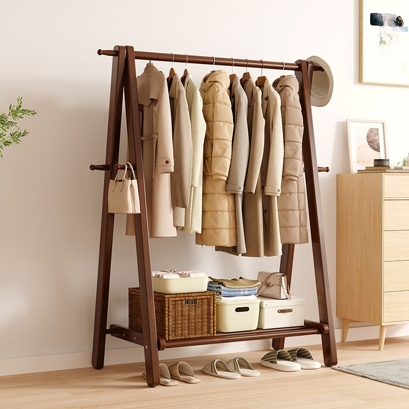 無垢材の自立式ワードローブ、寝室やリビングルーム用の折りたた - Coat Rack Standing のレビューと価格