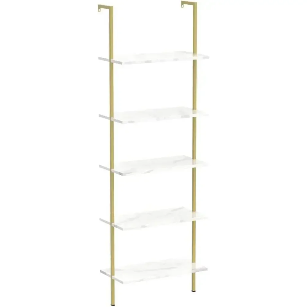 5段式白大理石壁掛け木製ラック - 工業スタイルの本棚（家庭 - Bookshelf 5 Tier のレビューと価格