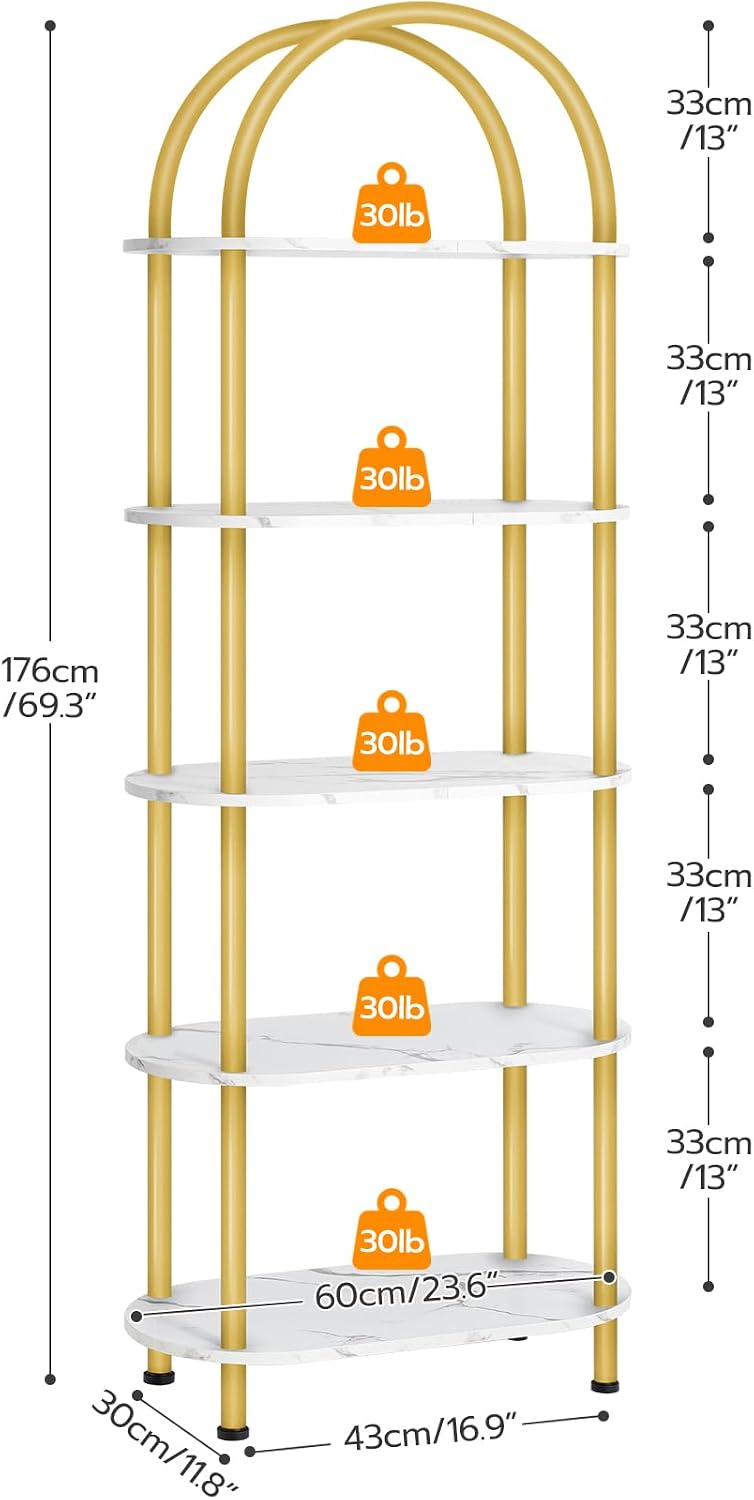 HOOBRO 5段オープンブックシェルフ、インダストリアルア - Bookshelf 5 Tier のレビューと価格