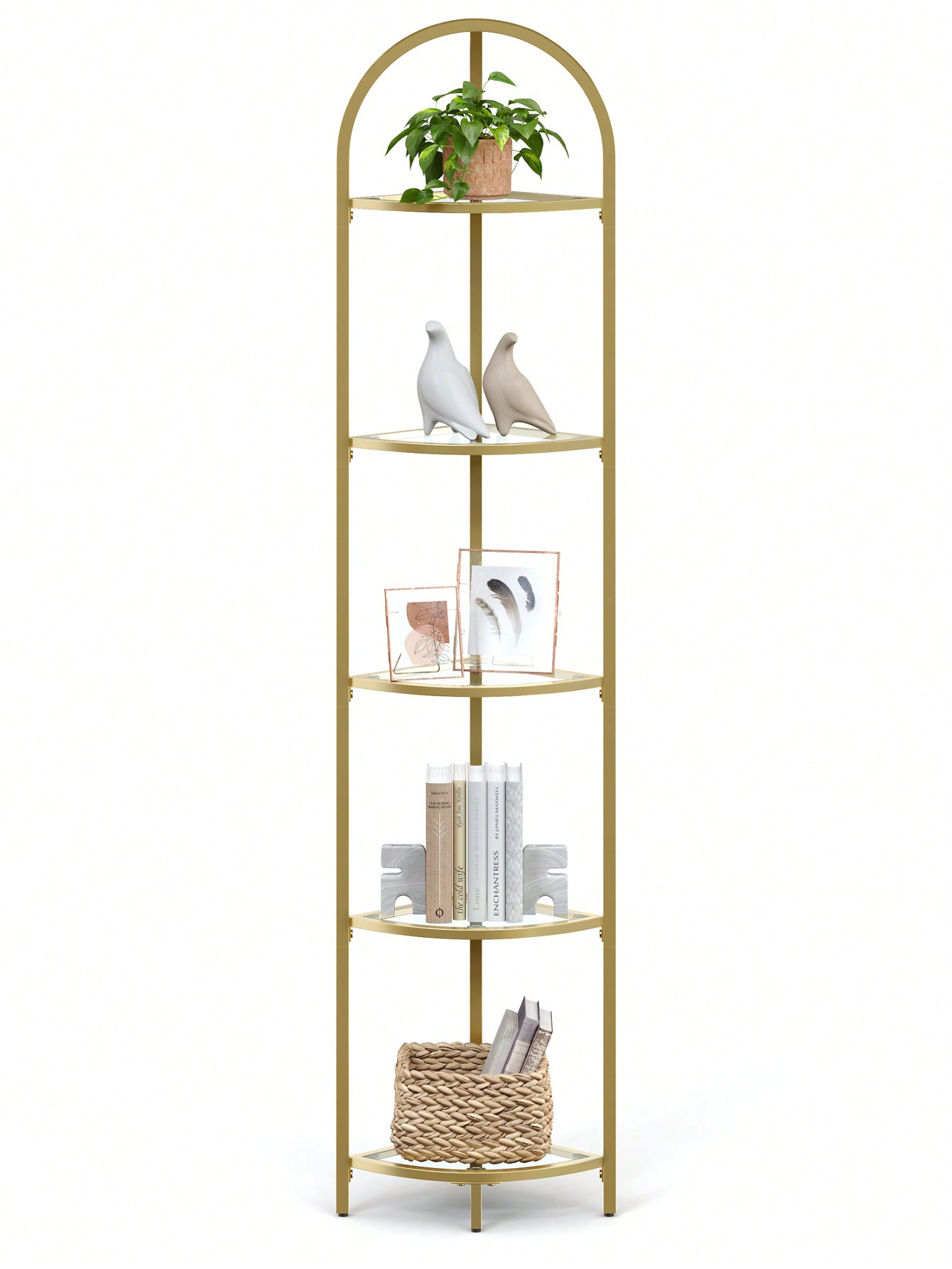 コーナーシェルフスタンド、5段コーナーブックシェルフ、強化ガ - Bookshelf 5 Tier のレビューと価格