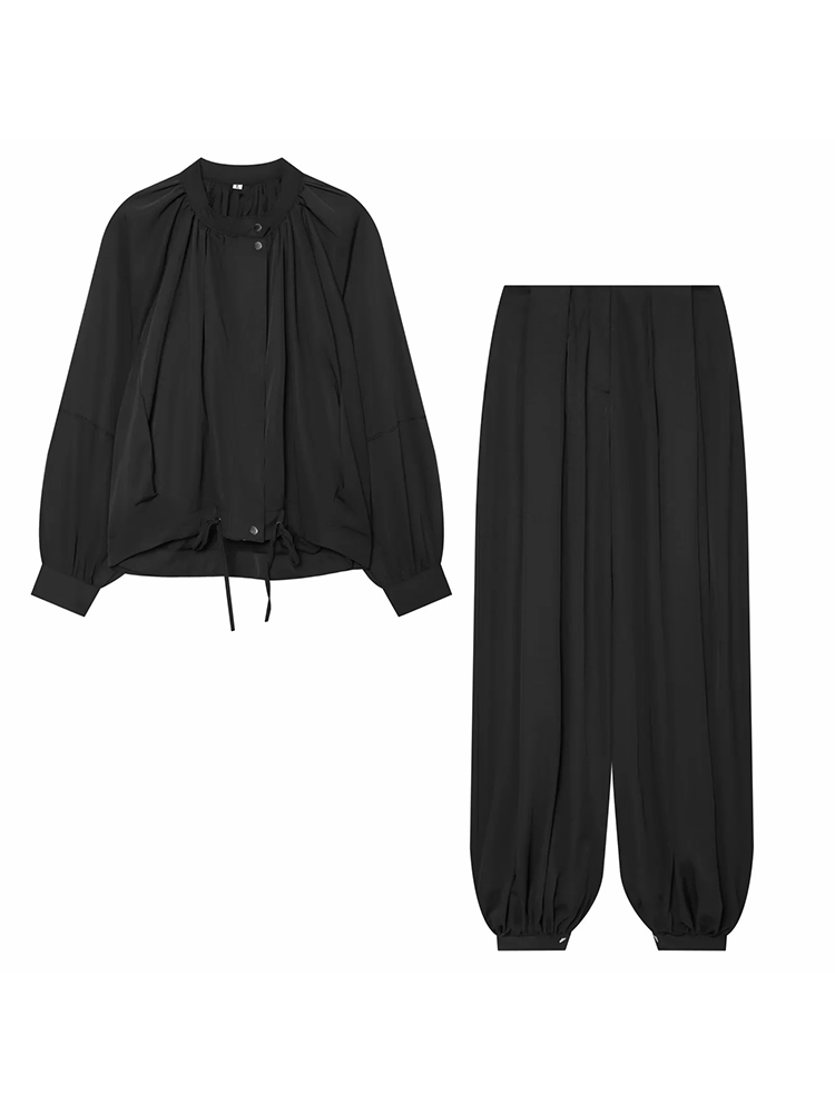 女性カジュアルプリーツドローストリングショートジャケットパン - Coat Rack Standing のレビューと価格