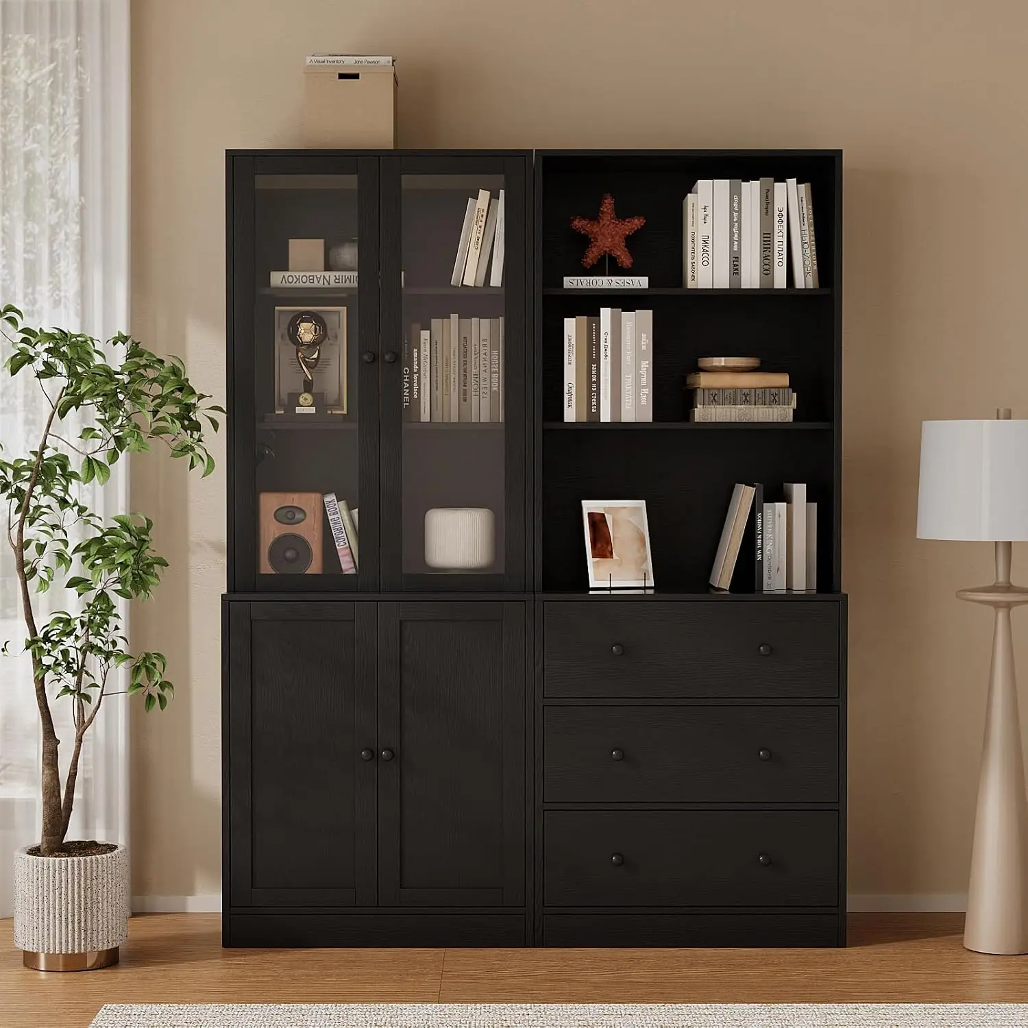高さ71インチの収納付き本棚、6段モダン本棚（3つの大型引き - Bookshelf 5 Tier のレビューと価格