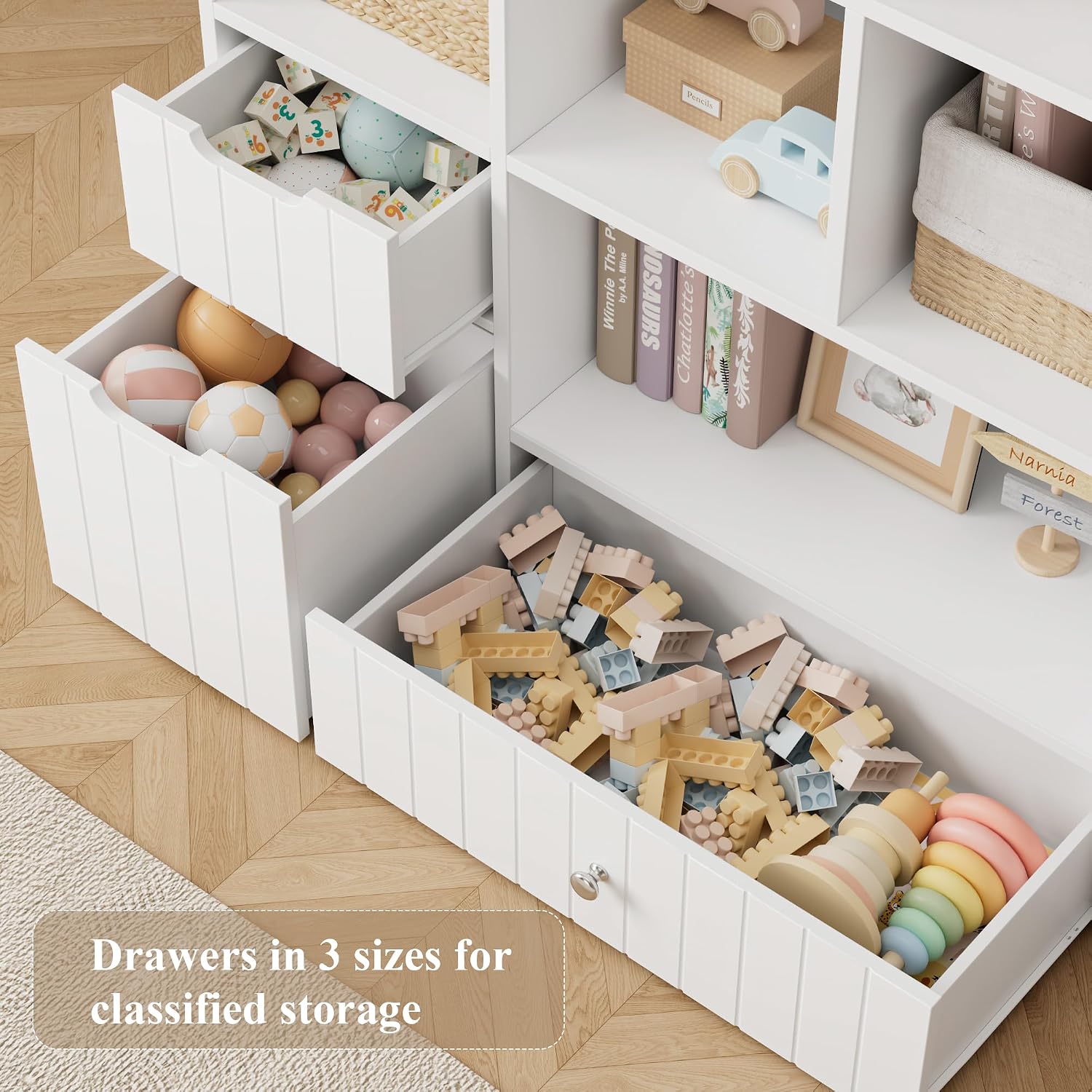 48インチ木製収納オーガナイザーユニット、収納キュービー付き - Bookshelf 5 Tier のレビューと価格