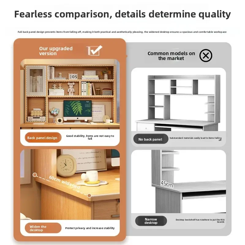 モダンなデスクトップコンピューターデスク、4つの引き出しと本 - Office Furniture Reborn のレビューと価格