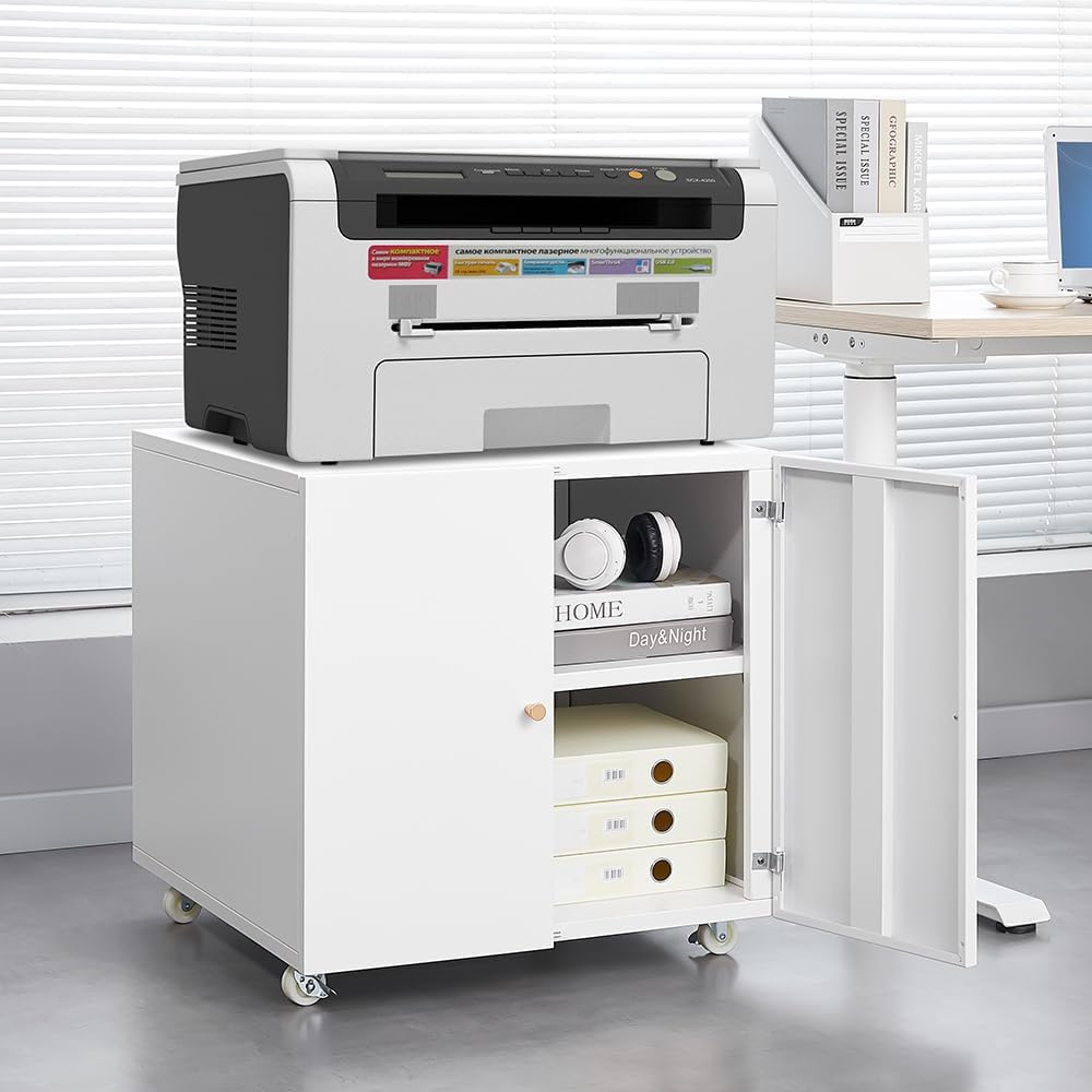 ファイル収納付きメタルプリンタースタンド、ダブルドアと調節可 - Office Furniture Plan のレビューと価格