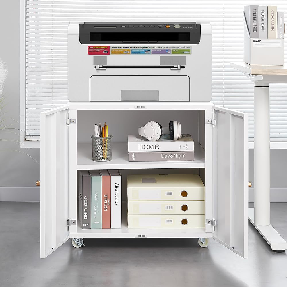 ファイル収納付きメタルプリンタースタンド、ダブルドアと調節可 - Office Furniture Plan のレビューと価格