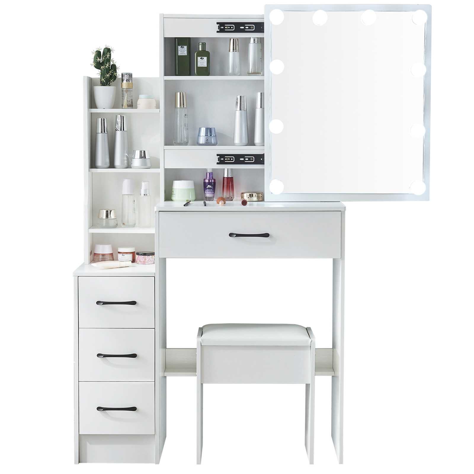 LED化粧台セット（鏡とスツール付き）、10個のLEDライト - Office Furniture Reborn のレビューと価格