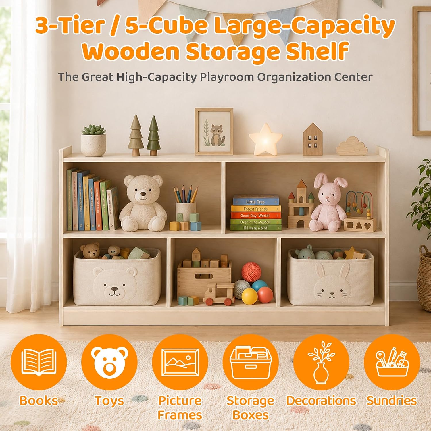 木製5段モンテッソーリ幼児用キャビネット、2段本棚とおもちゃ - Bookshelf 5 Tier のレビューと価格