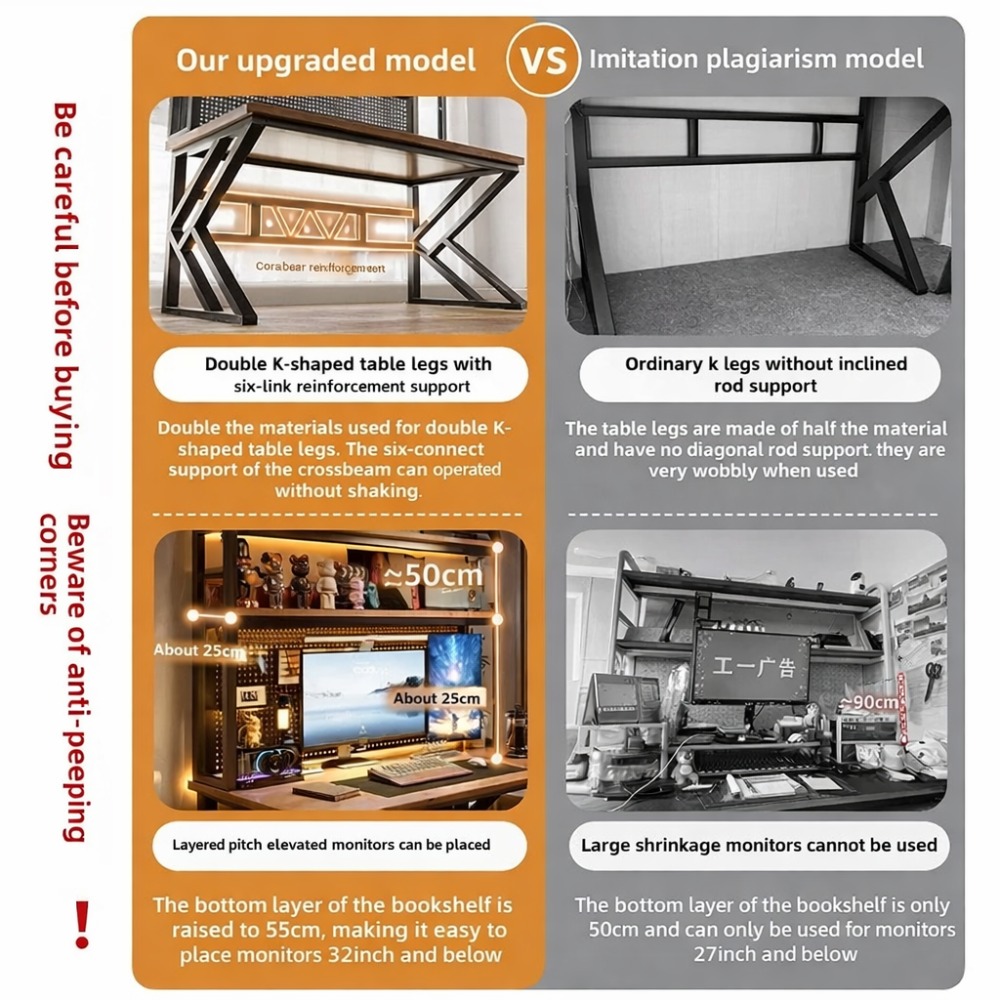 本棚とペグボード付きゲーミングデスク、収納棚付きコンピュータ - Office Furniture Plan のレビューと価格