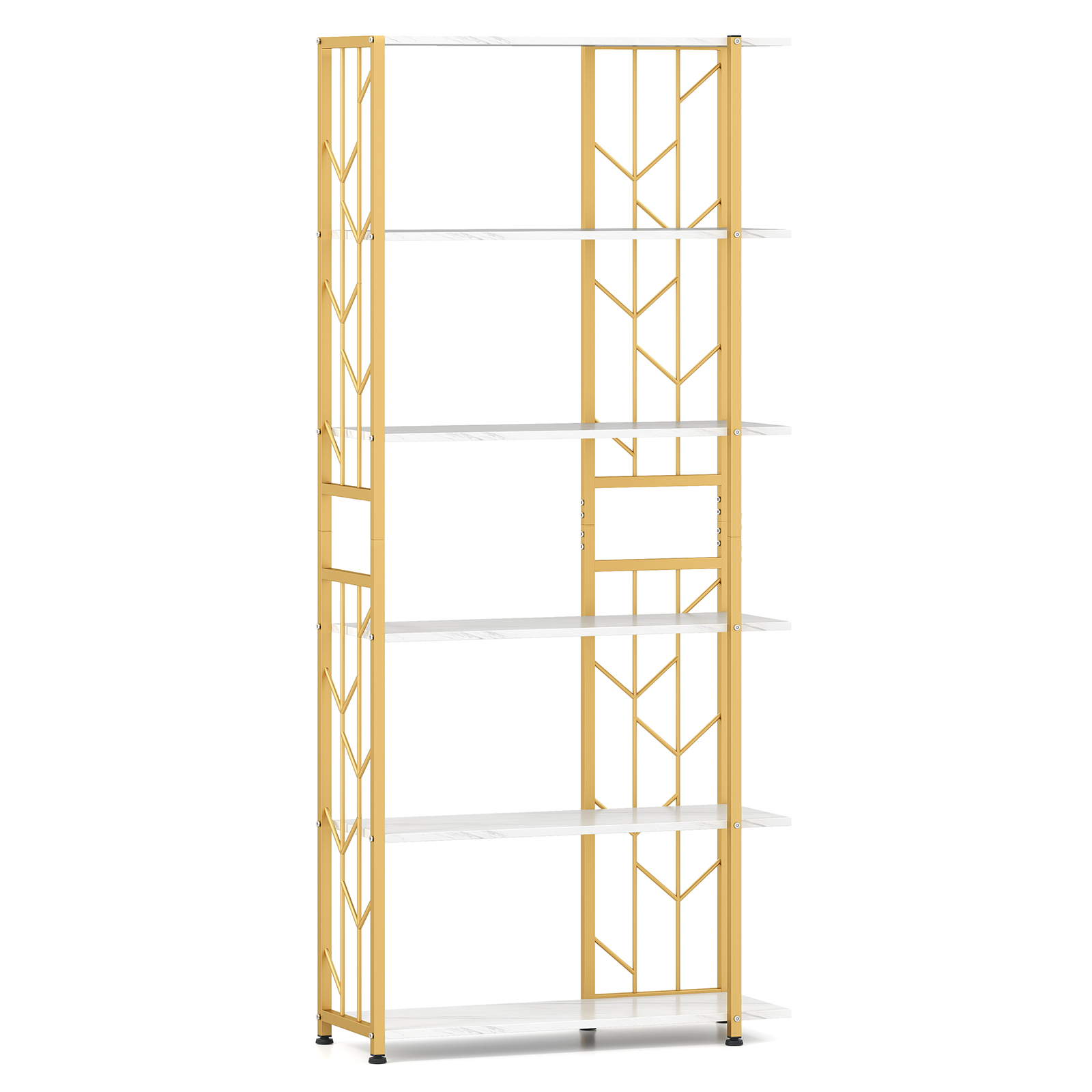 6段本棚、頑丈な金属フレーム付き、リビングルーム用転倒防止キ - Bookshelf 5 Tier のレビューと価格