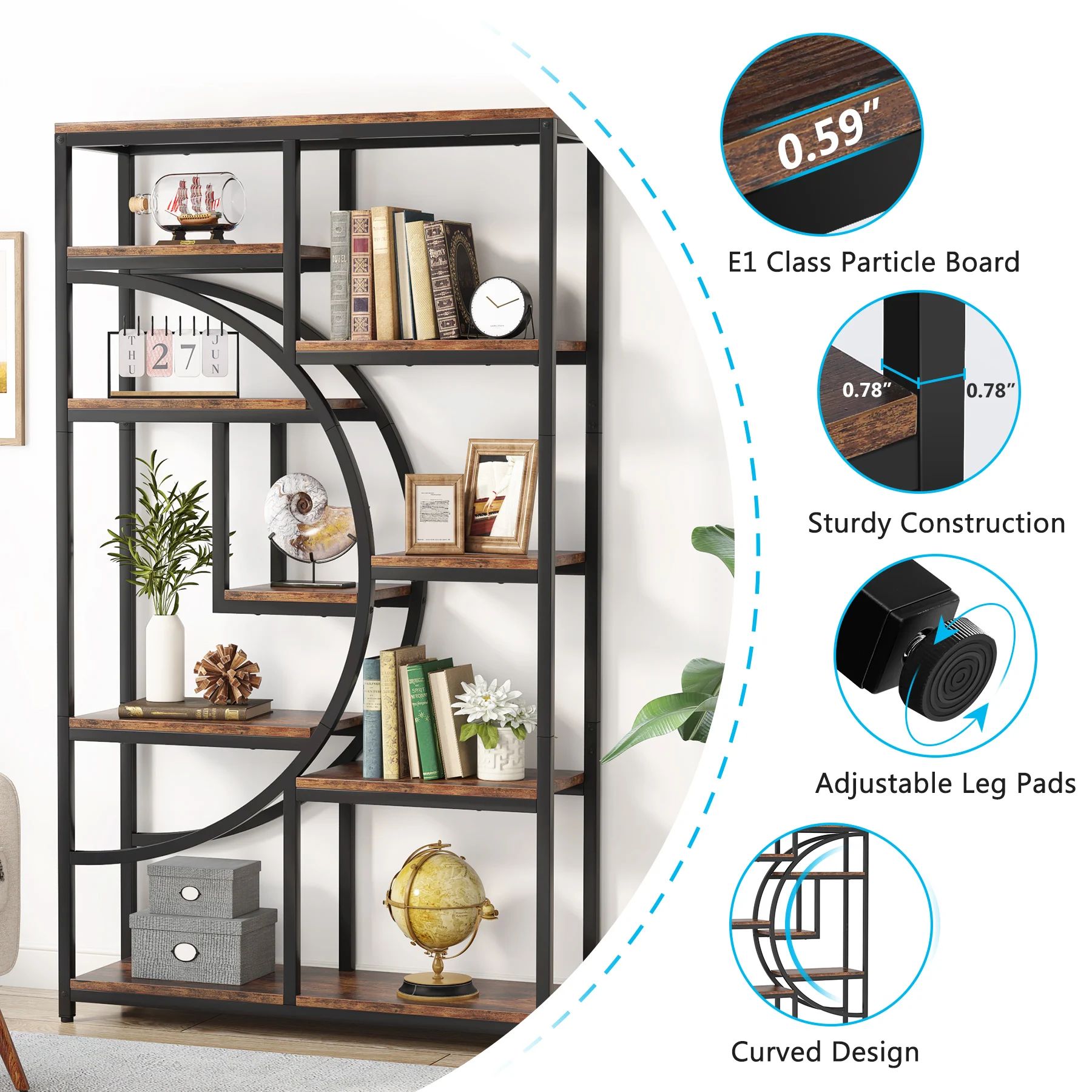 引き出し付き産業用本棚,ディスプレイ棚,収納オーガナイザー, - Bookshelf 5 Tier のレビューと価格
